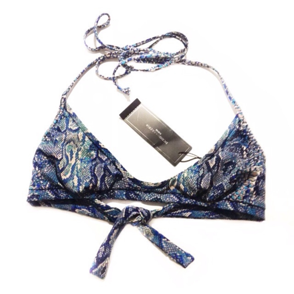 BCBG BIKINI TOP BLUE SNAKE BATHING SWIM STRING XS
